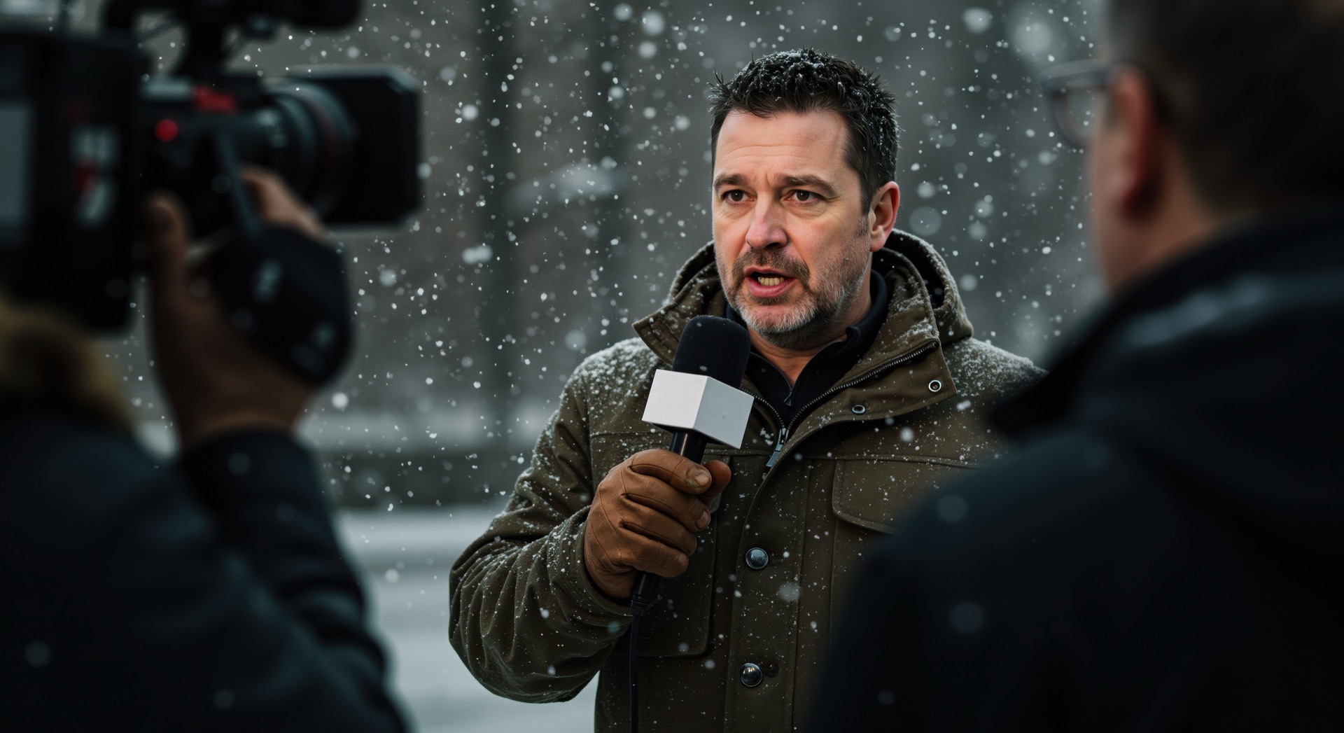 Journalist creating content in the field