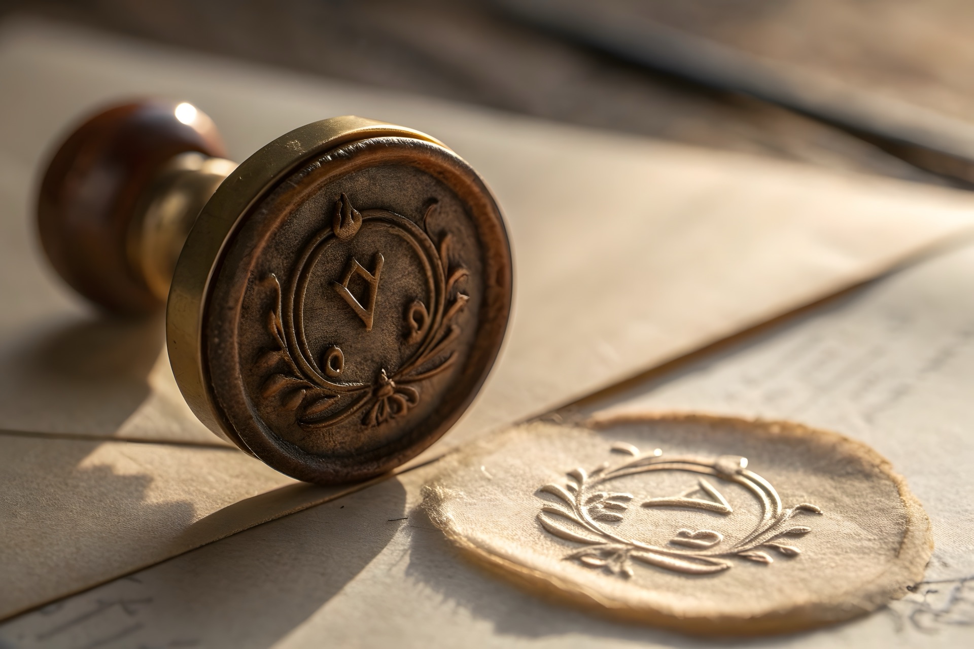 Wax seal stamp representing brand authenticity and verification
